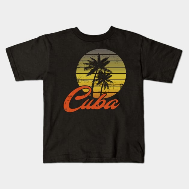 Cuba Vintage Retro 70s Throwback Surf Kids T-Shirt by sumikoric